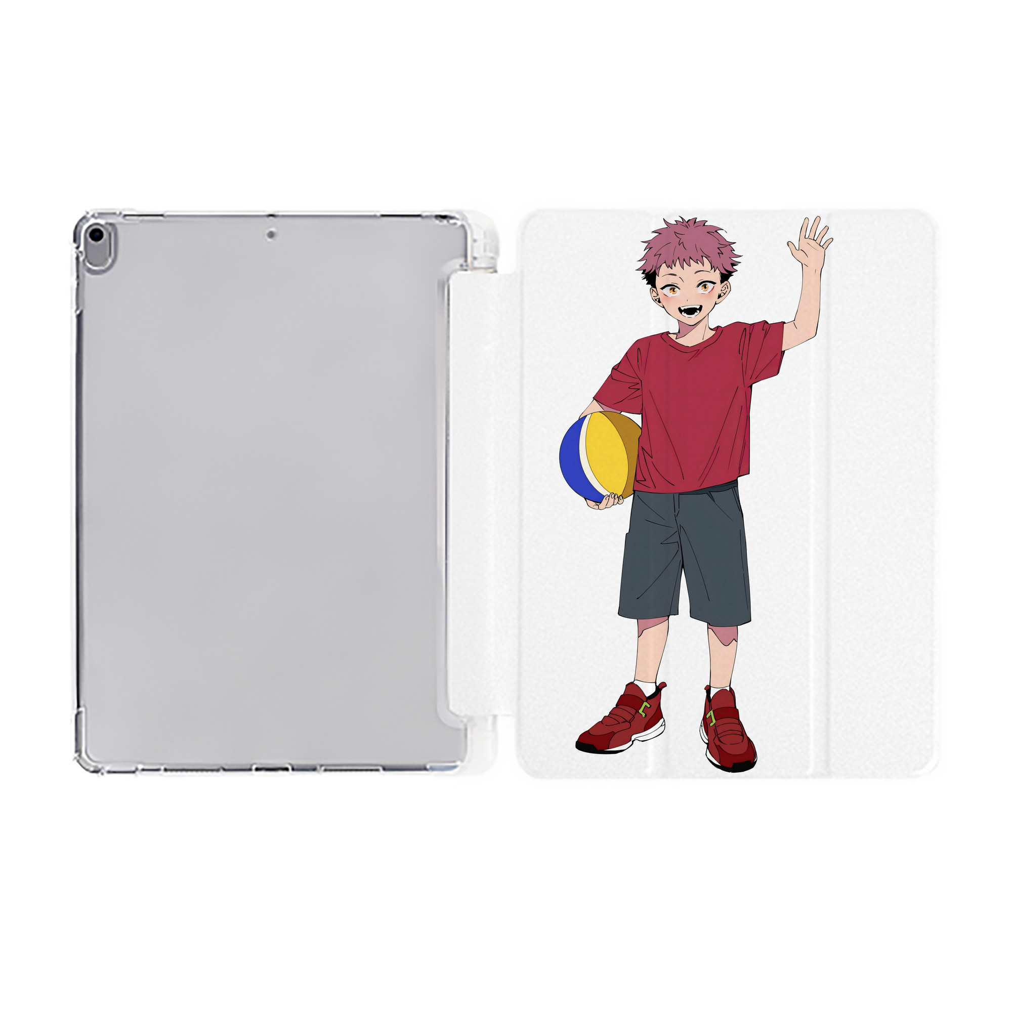 （画像用） 呪術廻戦 Jujutsu Kaisen IPad ケース ペン収納付き 三つ折りスタンド PUレザー×シリコン 対応機種9.5/10.5/10.9インチ
